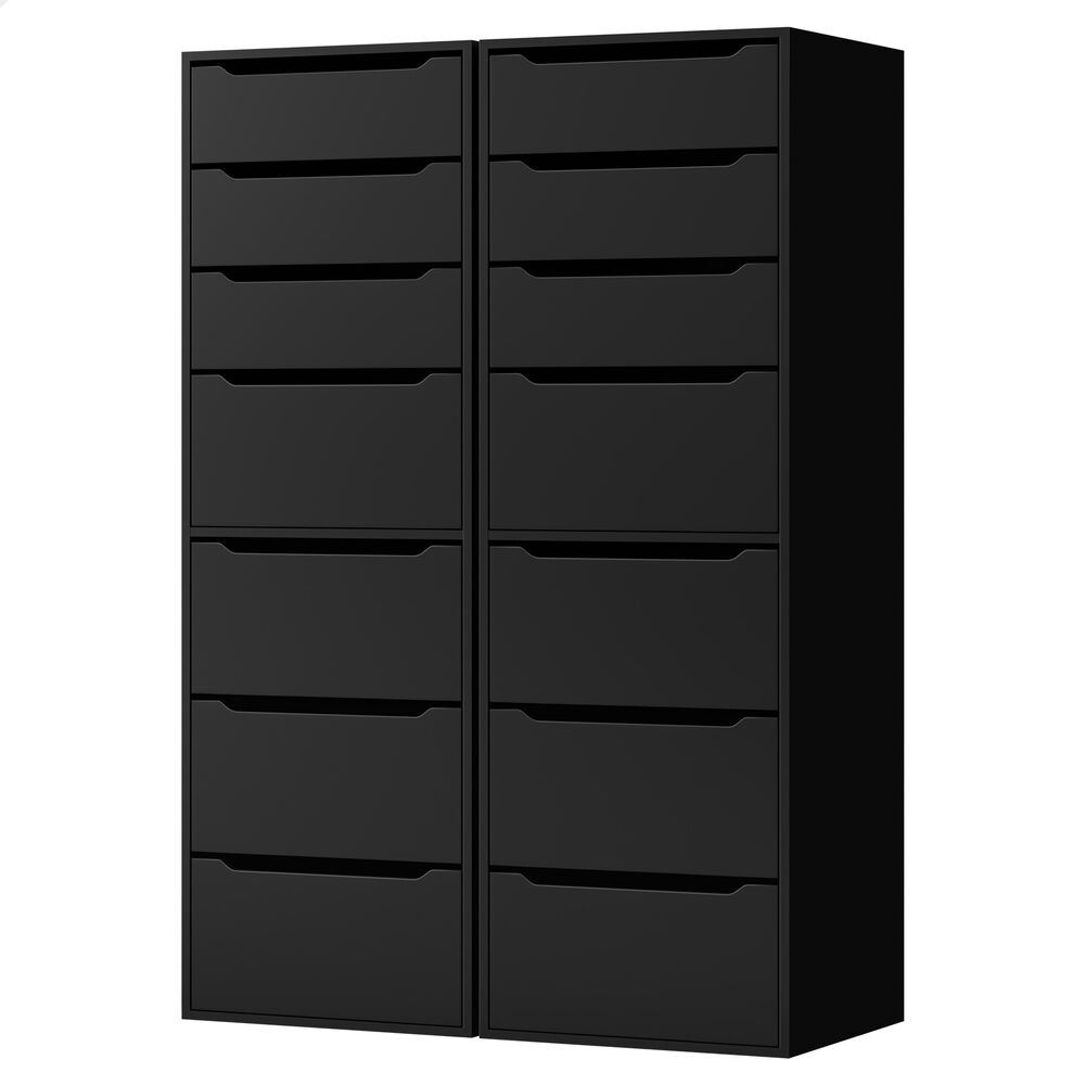 ALFORDSON 2x Wardrobe Clothes Storage Cabinet Organizer 7 Drawers Black