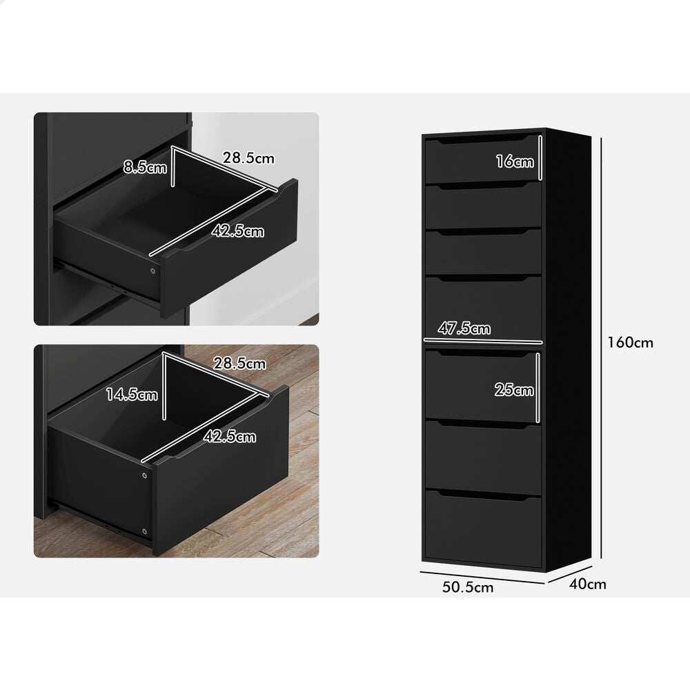 ALFORDSON 2x Wardrobe Clothes Storage Cabinet Organizer 7 Drawers Black