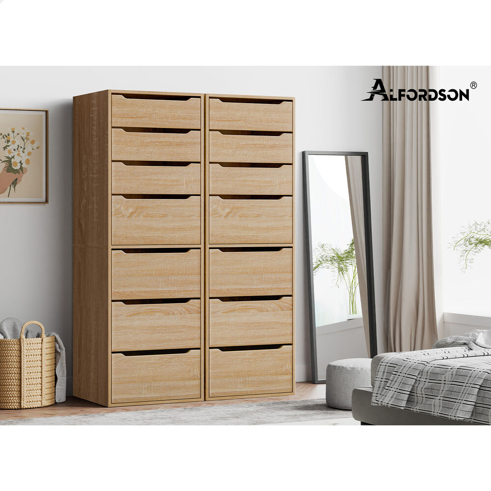 ALFORDSON 2x Wardrobe Clothes Storage Cabinet Organizer 7 Drawers Wood