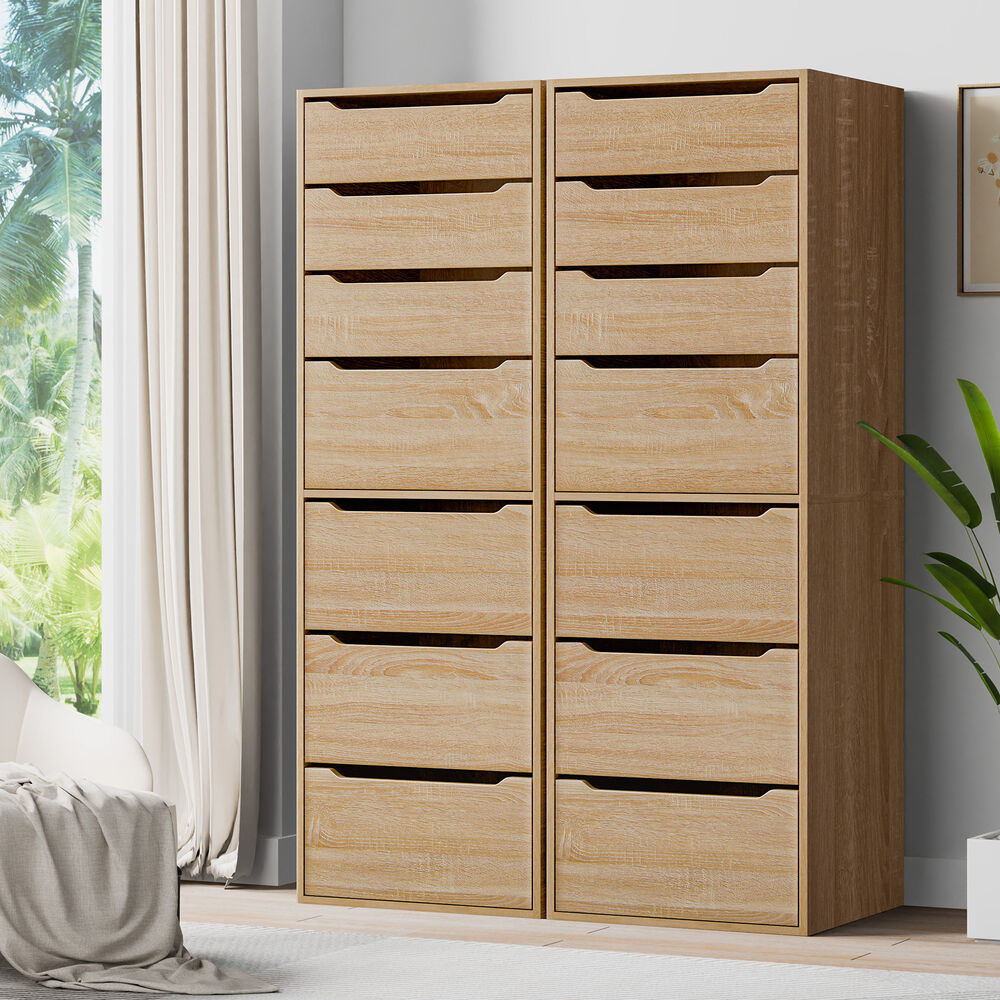 ALFORDSON 2x Wardrobe Clothes Storage Cabinet Organizer 7 Drawers Wood