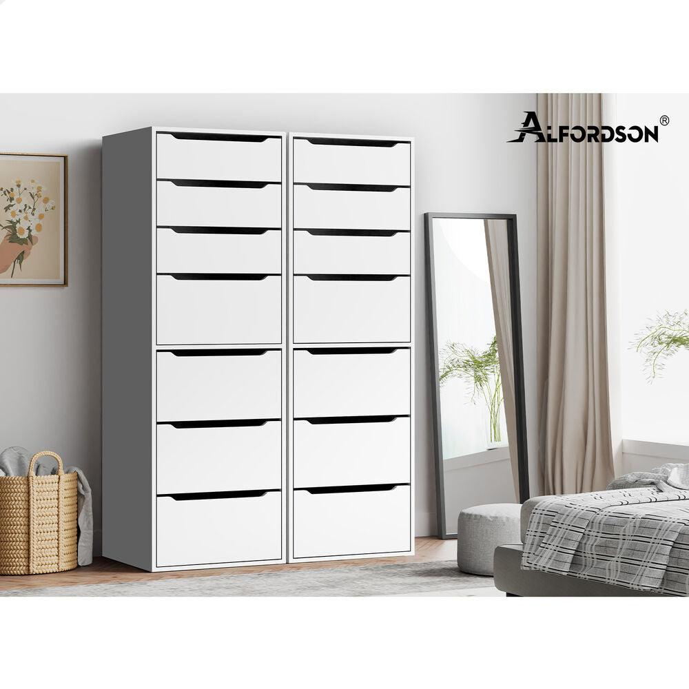 ALFORDSON 2x Wardrobe Clothes Storage Cabinet Organizer 7 Drawers White