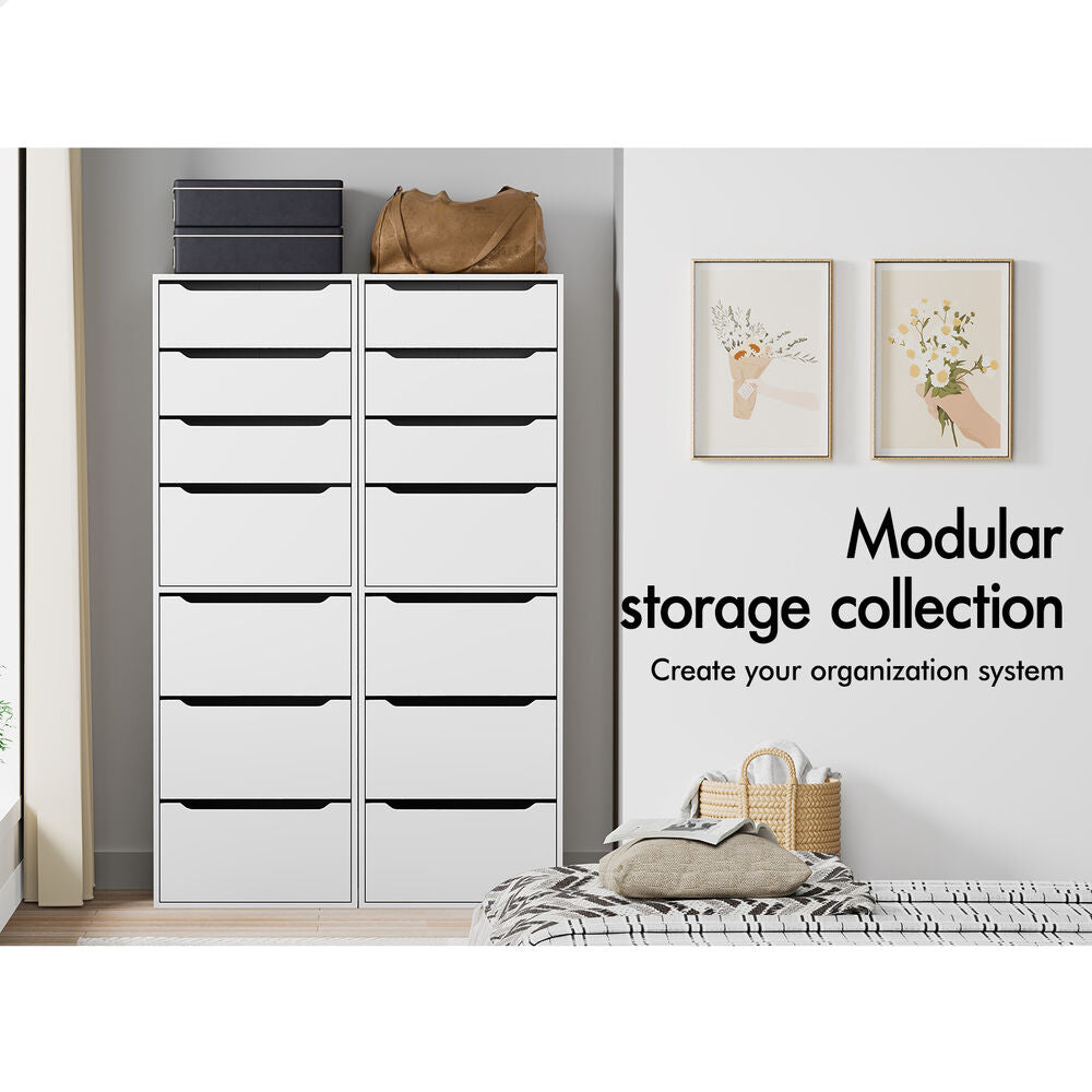 ALFORDSON 2x Wardrobe Clothes Storage Cabinet Organizer 7 Drawers White