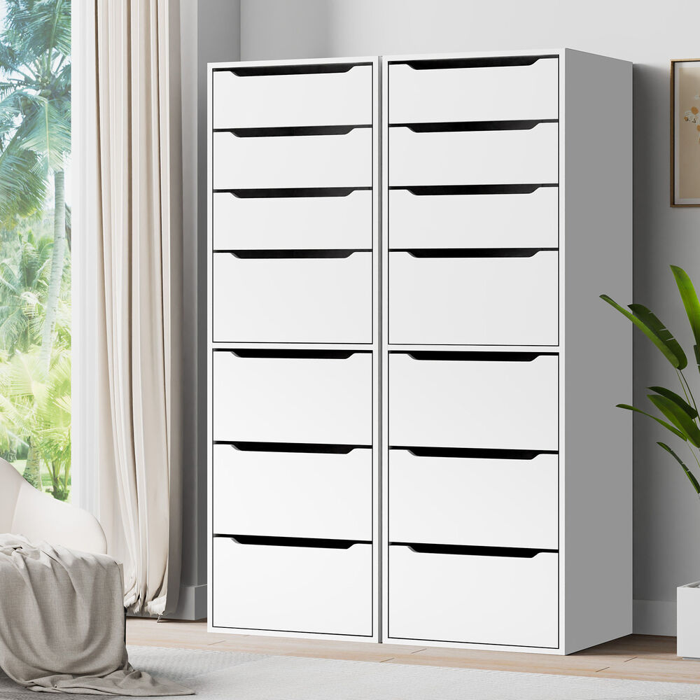 ALFORDSON 2x Wardrobe Clothes Storage Cabinet Organizer 7 Drawers White