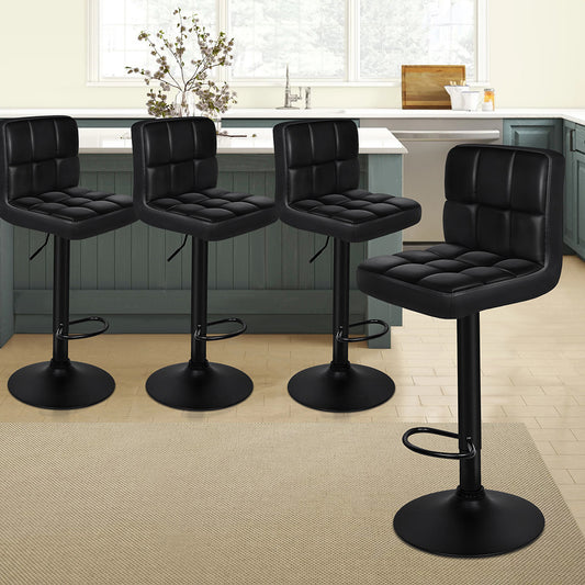 4x ALFORDSON Bar Stools Gas Lift All Black