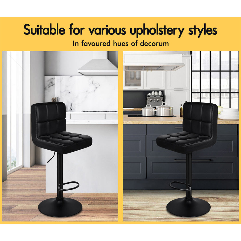 4x ALFORDSON Bar Stools Gas Lift All Black