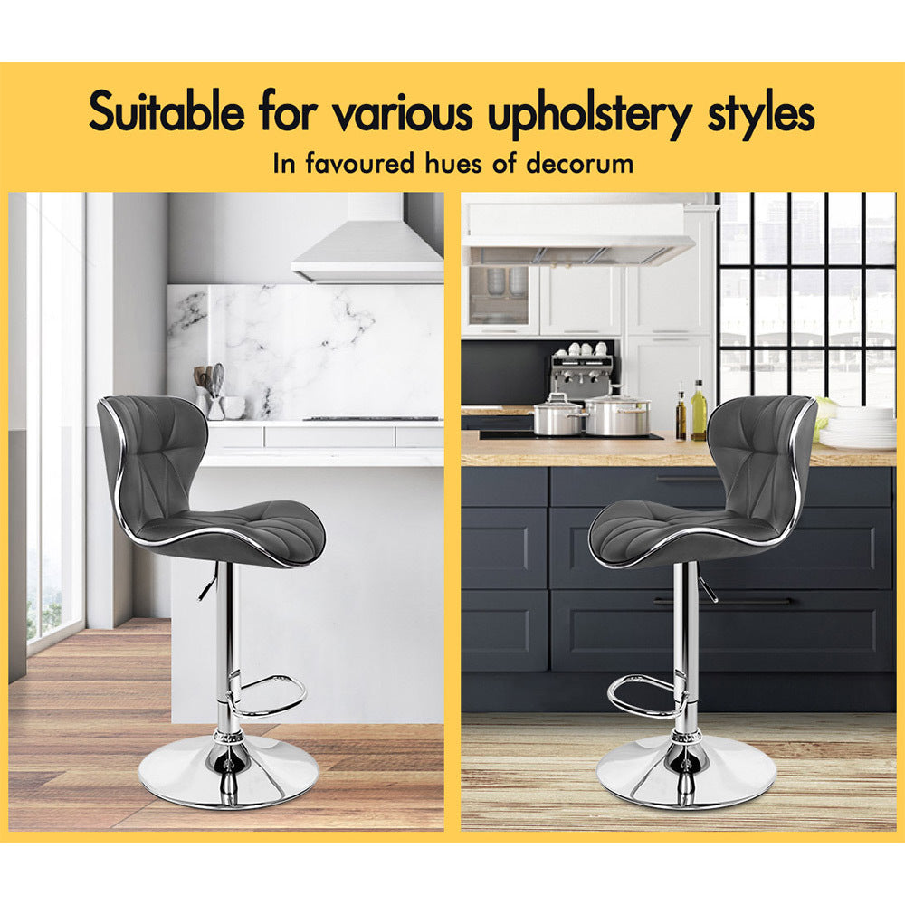 2x ALFORDSON Bar Stools Swivel Chair Grey