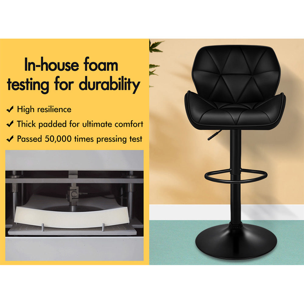 2x ALFORDSON Bar Stools Gas Lift All Black