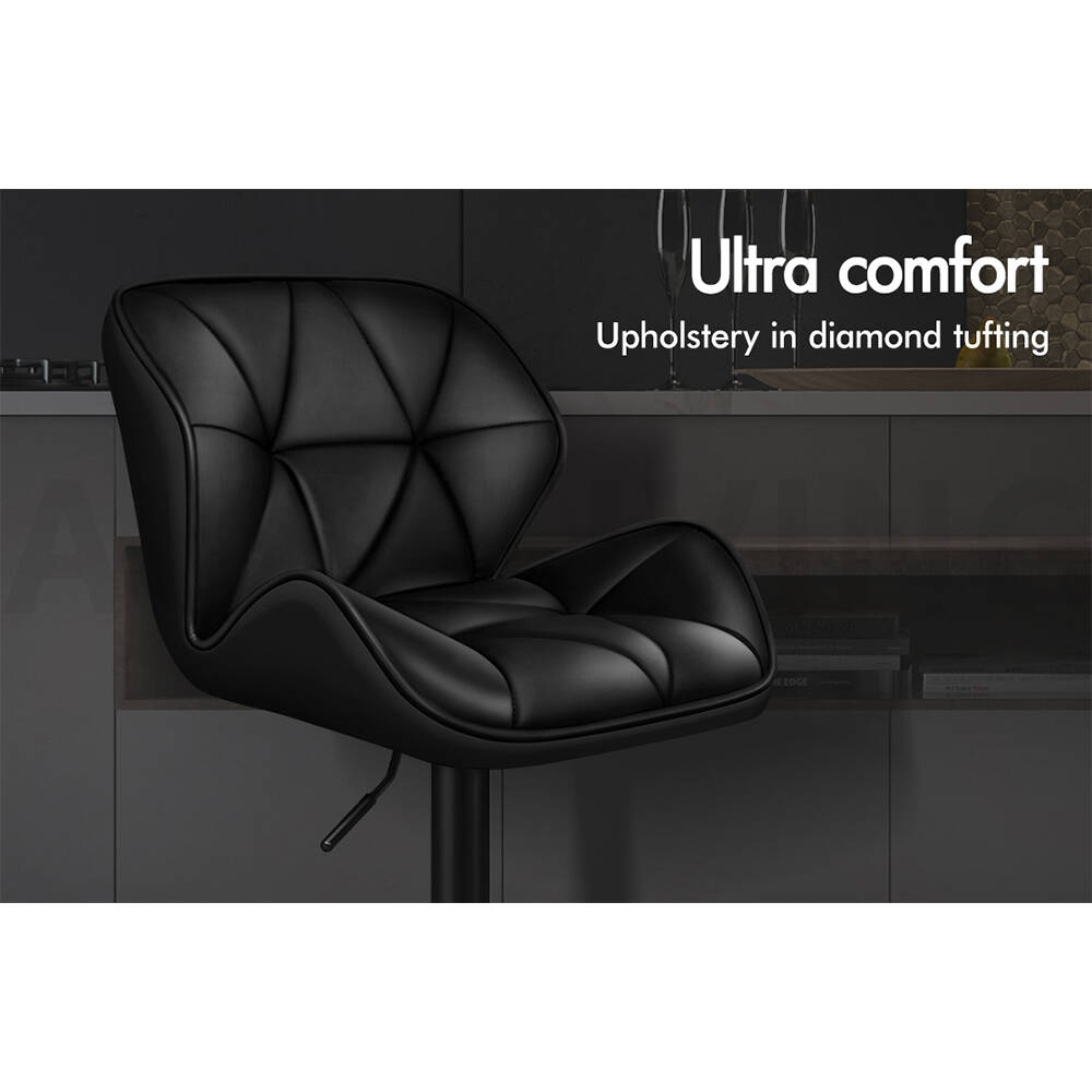 2x ALFORDSON Bar Stools Gas Lift All Black