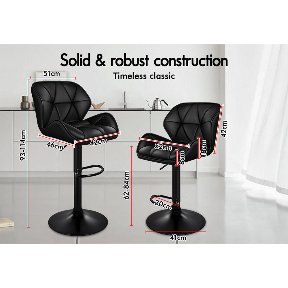2x ALFORDSON Bar Stools Gas Lift All Black