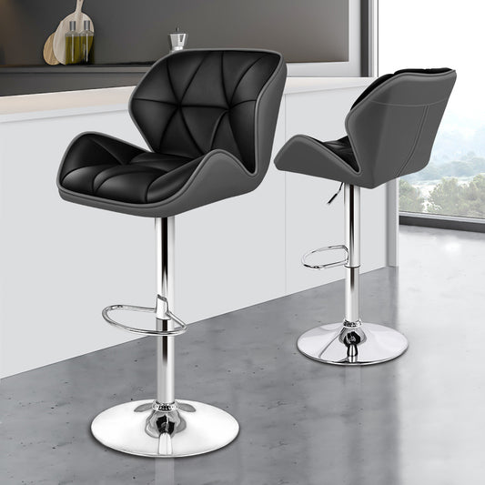 2x ALFORDSON Bar Stools Gas Lift Black Grey