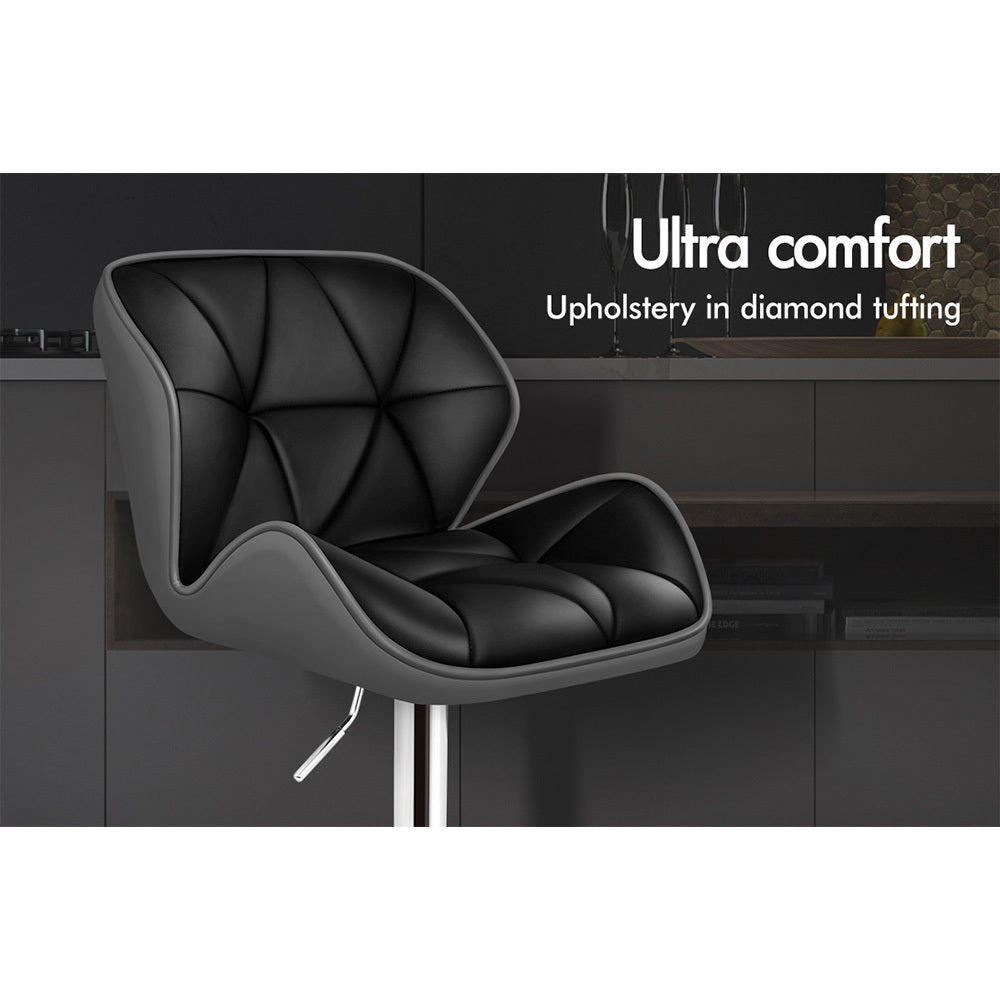 2x ALFORDSON Bar Stools Gas Lift Black Grey