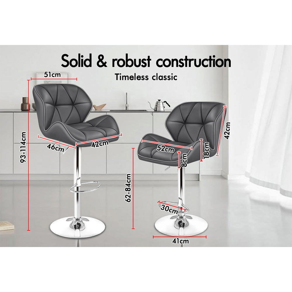 2x ALFORDSON Bar Stools Gas Lift Grey