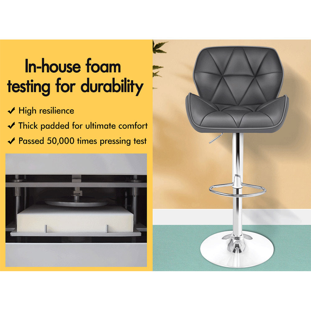 2x ALFORDSON Bar Stools Gas Lift Grey