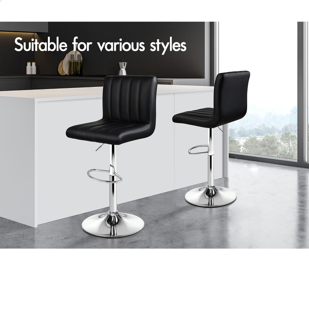 2x Alfordson Bar Stools Swivel Chair Black