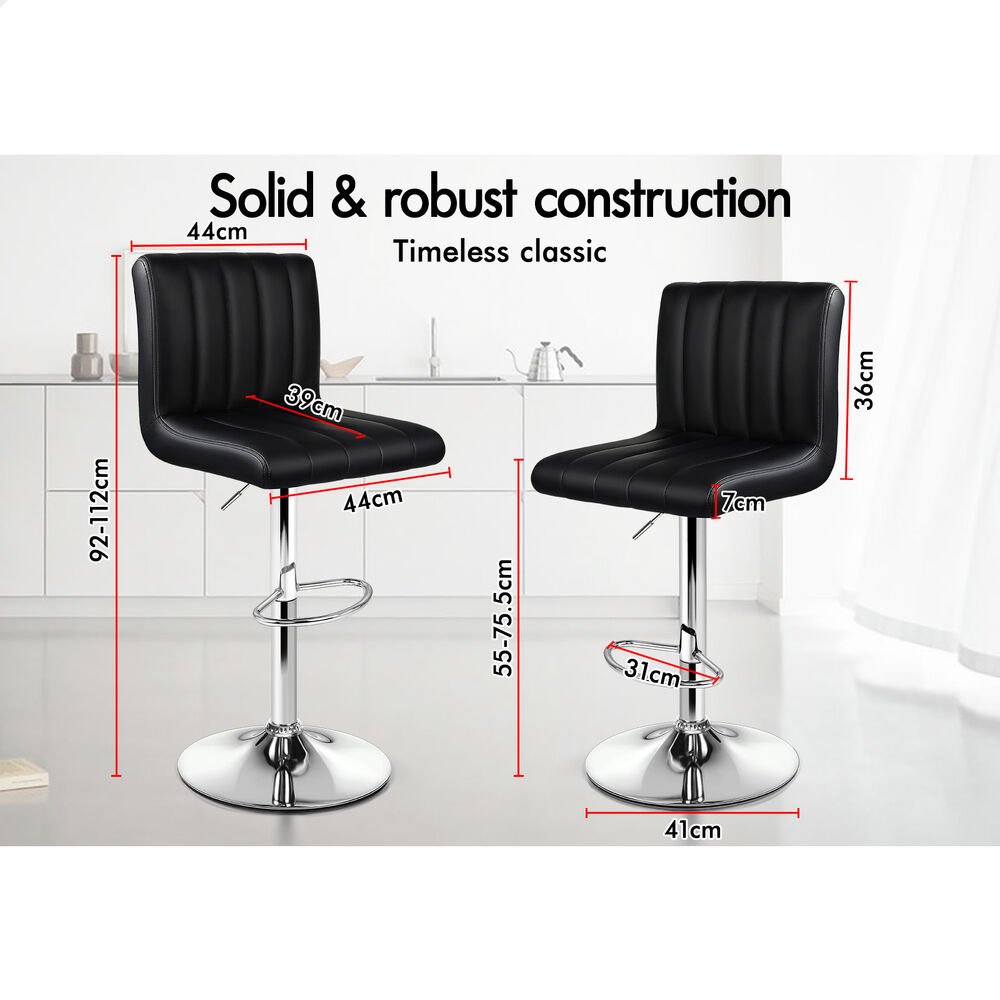 2x Alfordson Bar Stools Swivel Chair Black