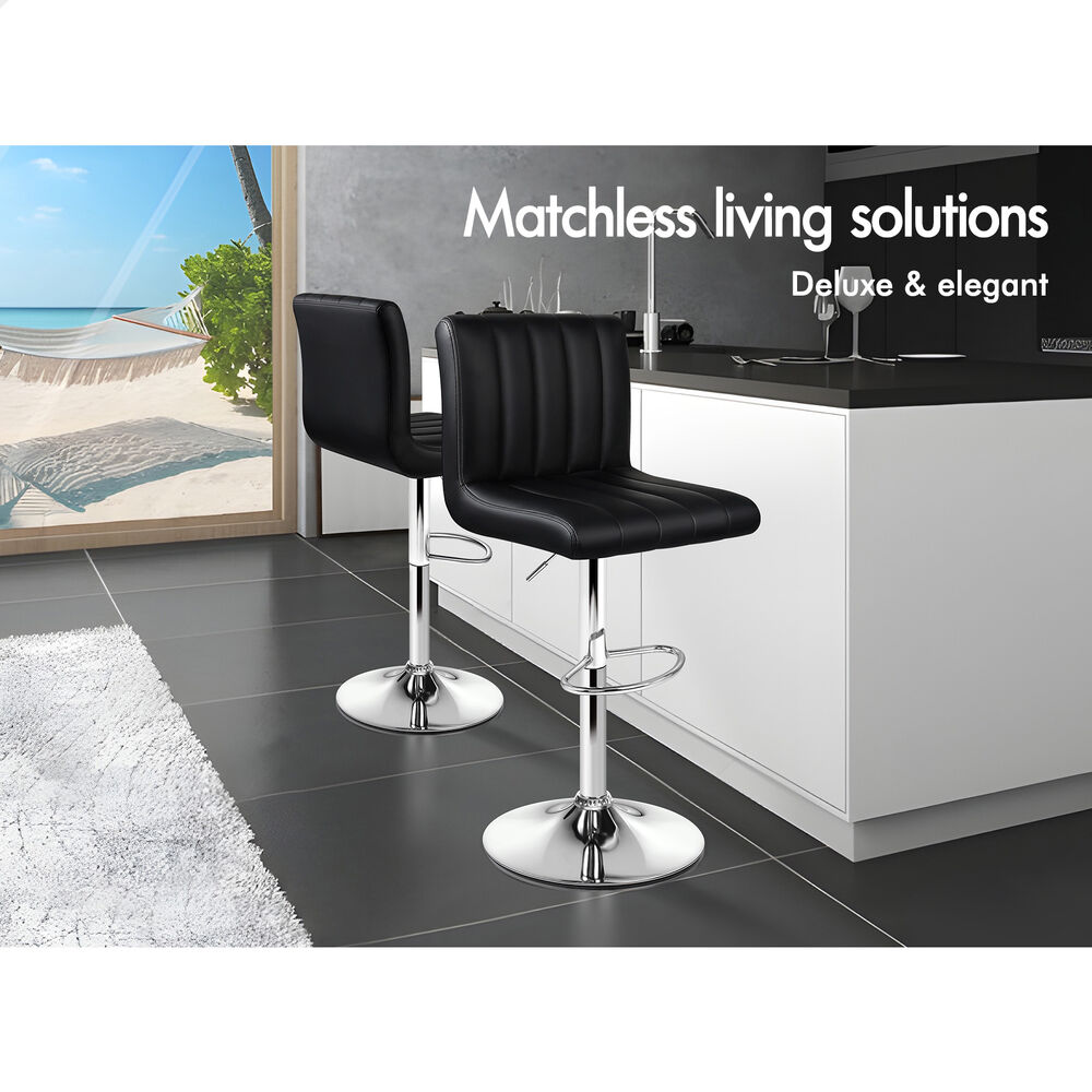 2x Alfordson Bar Stools Swivel Chair Black