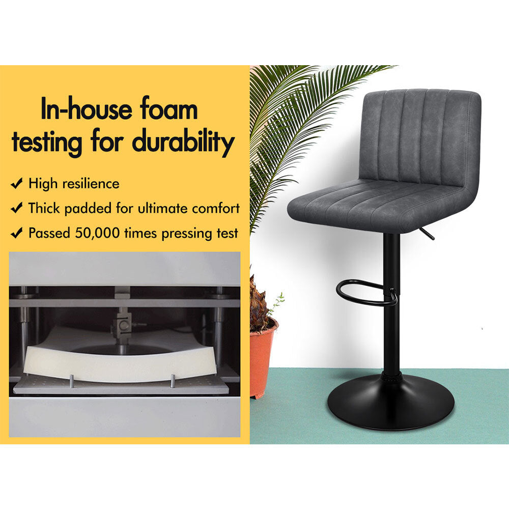 2x ALFORDSON Bar Stools Swivel Chair Grey