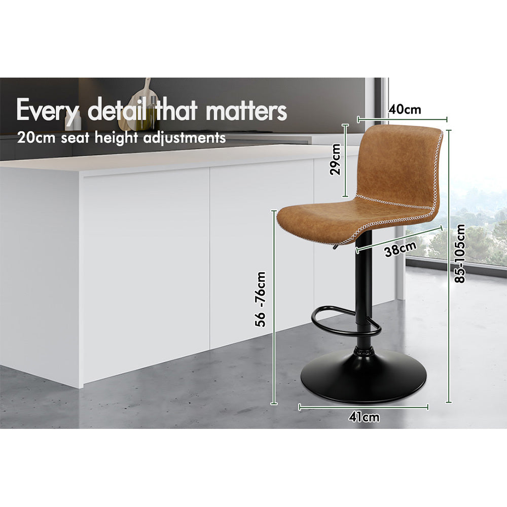 2x ALFORDSON Bar Stools Vintage Brown