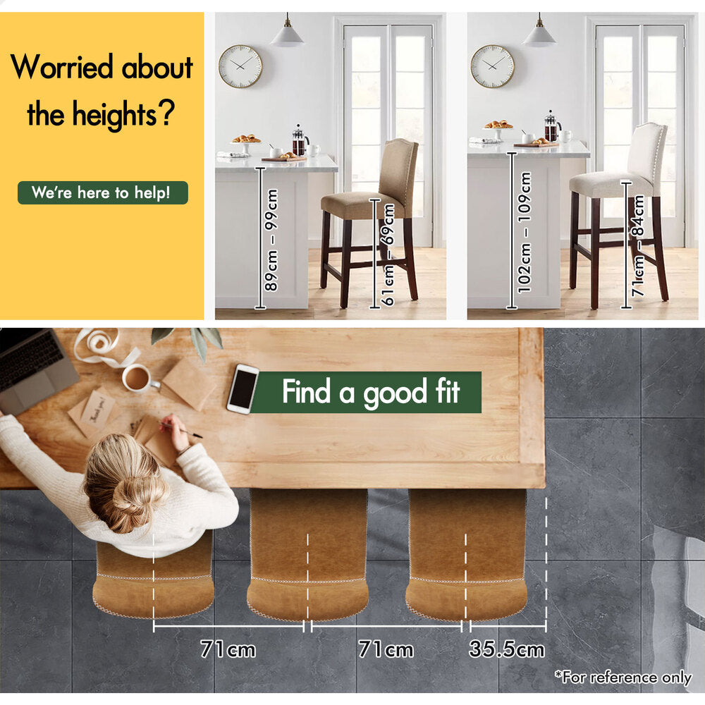 2x ALFORDSON Bar Stools Vintage Brown