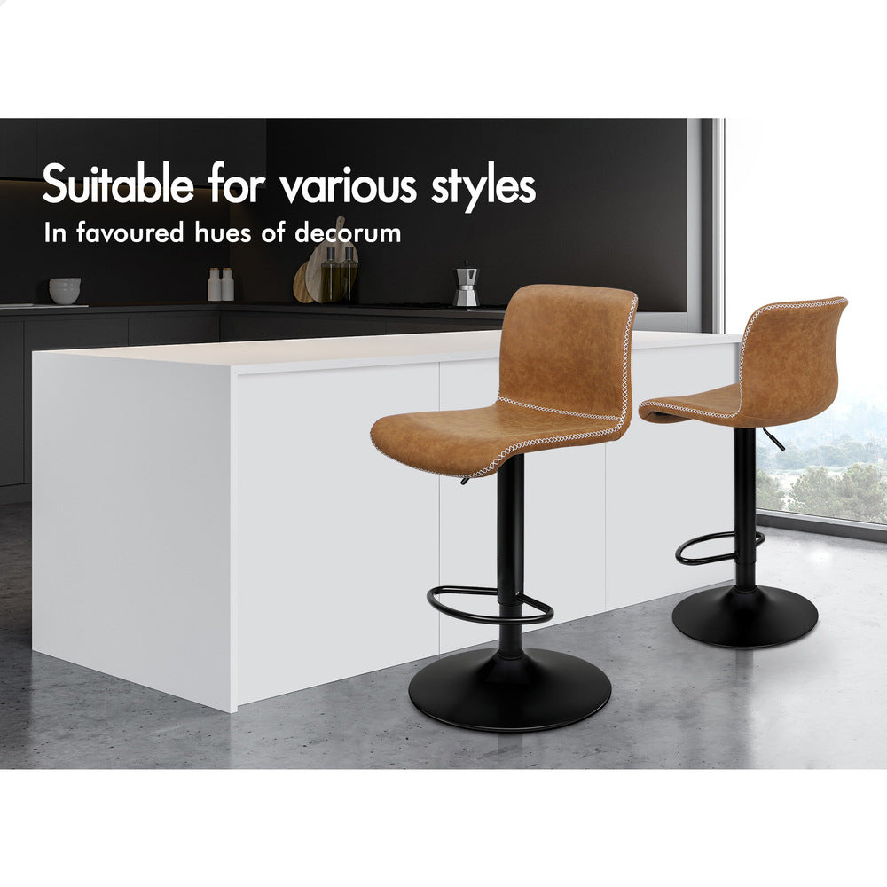 2x ALFORDSON Bar Stools Vintage Brown