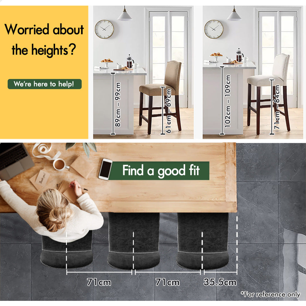 2x ALFORDSON Bar Stools Vintage Grey