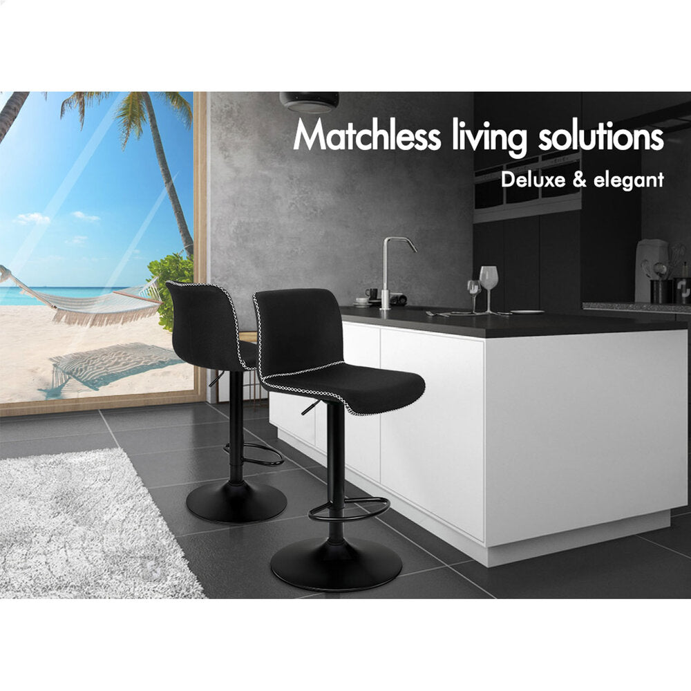 2x ALFORDSON Bar Stools Remy Vintage Fabric Black