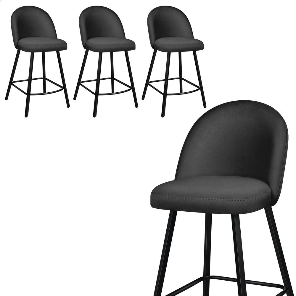 ALFORDSON 4x Bar Stools 66cm Kitchen Counter Velvet Dining Chairs Dark Grey