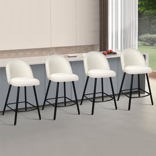 ALFORDSON 4x Bar Stools 66cm Kitchen Counter Velvet Vintage Dining Chairs White