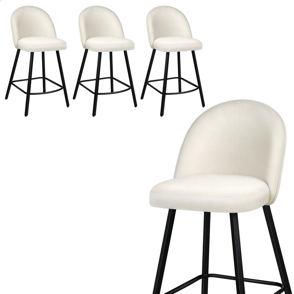 ALFORDSON 4x Bar Stools 66cm Kitchen Counter Velvet Vintage Dining Chairs White