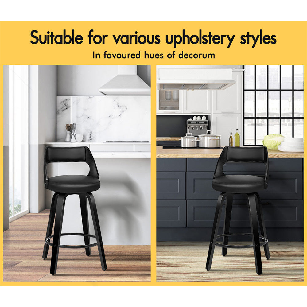 2x ALFORDSON Bar Stools Eden Kitchen All Black