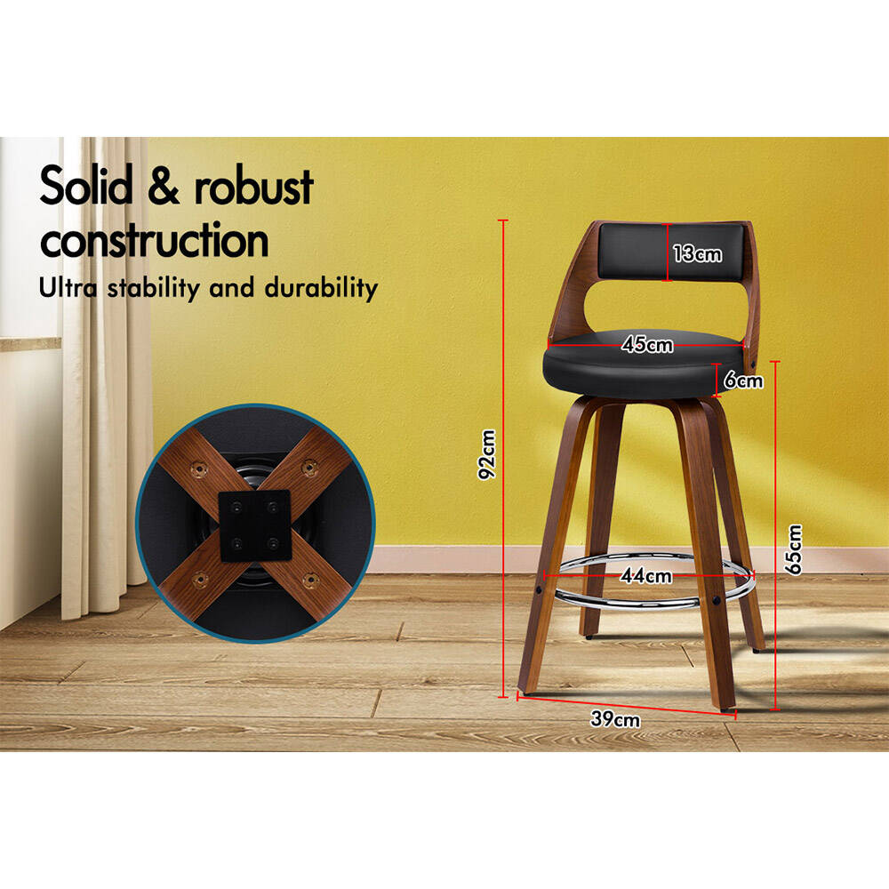 2x ALFORDSON Bar Stools Dining Chair Black