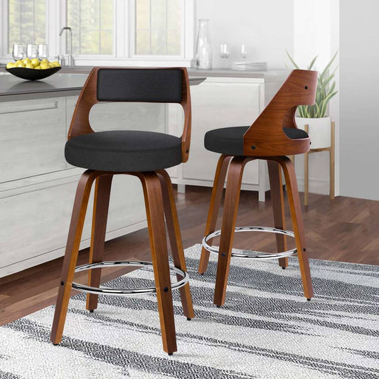 2x ALFORDSON Bar Stools Eden Kitchen Fabric Black