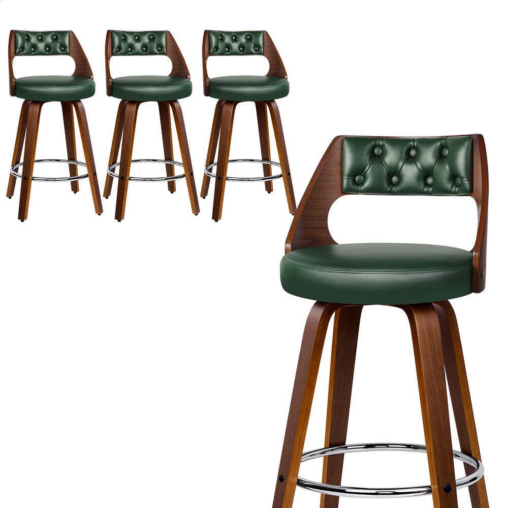 ALFORDSON 4x Swivel Bar Stools 65cm Eden Kitchen Wooden Dining Chair Green