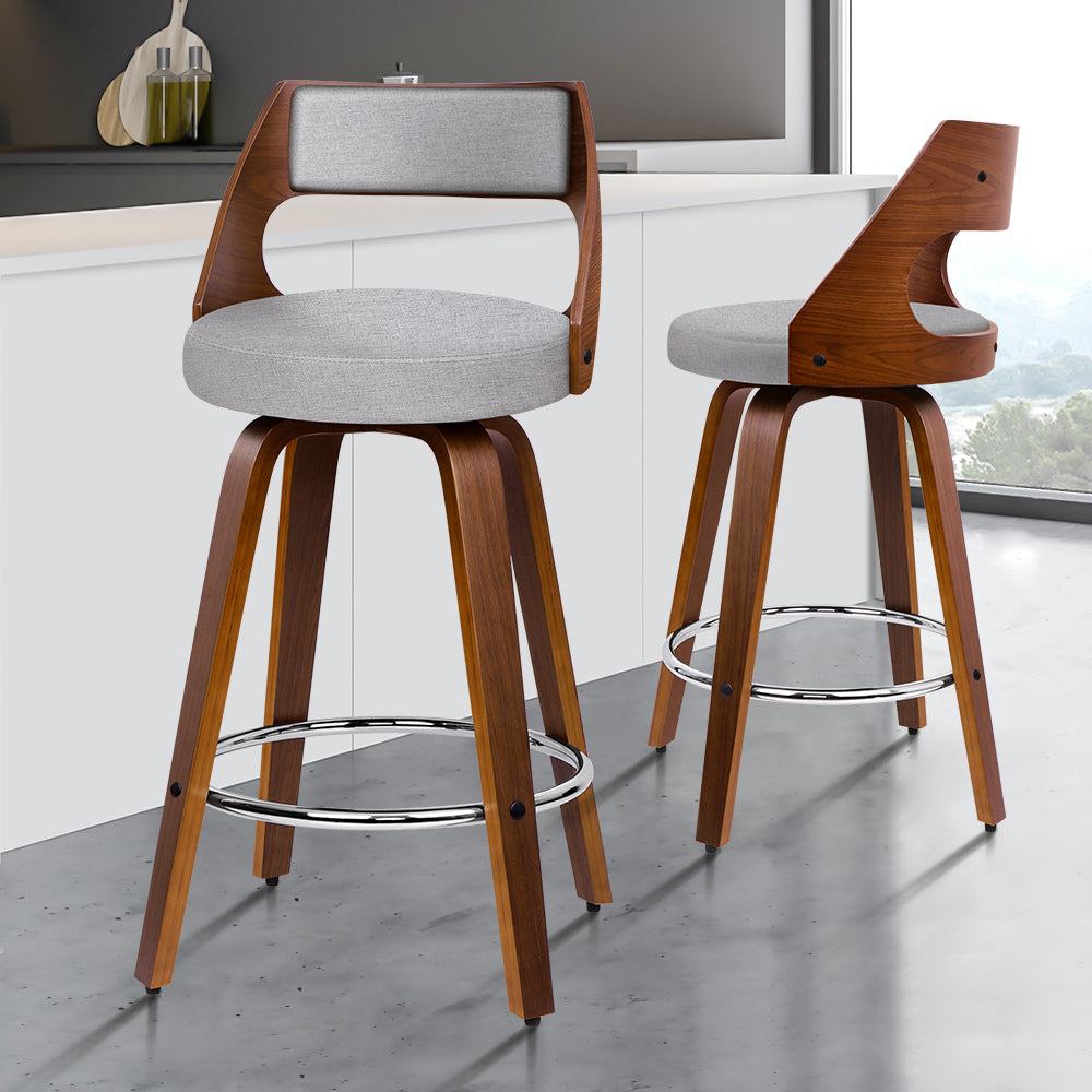 2x Alfordson Bar Stools Dining Chair Light Grey