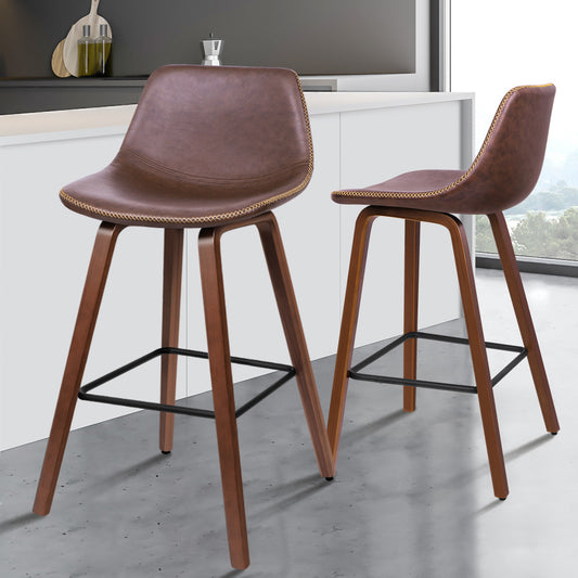 2x ALFORDSON Bar Stools Faux Leather Coffee