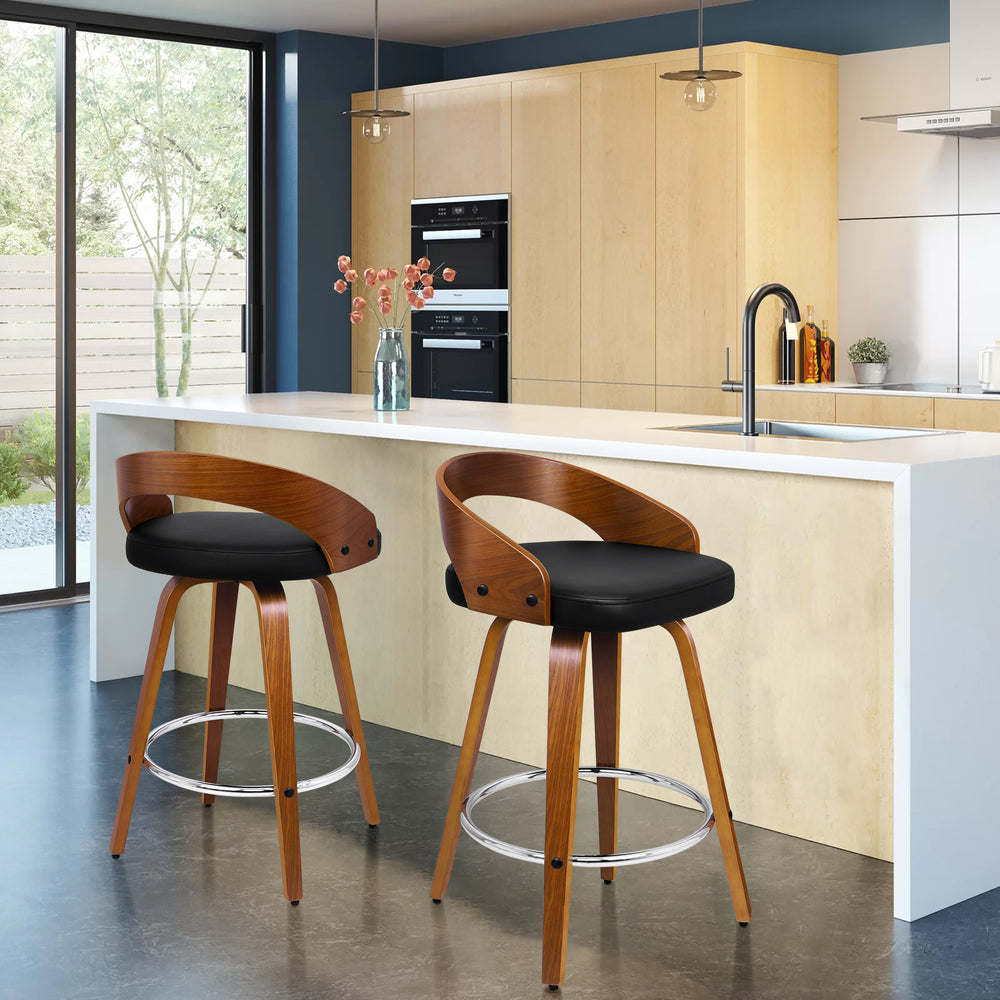 2x ALFORDSON Bar Stools Caden Wide Backrest Black