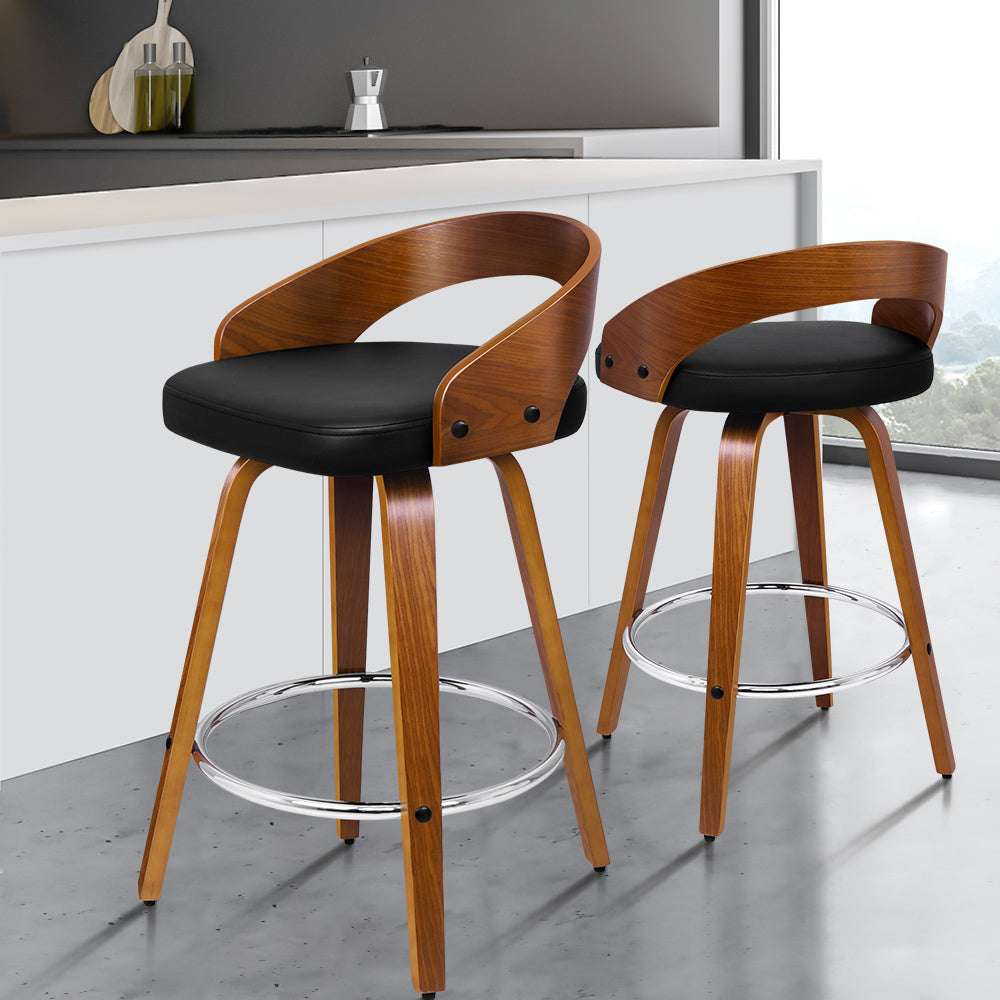 2x ALFORDSON Bar Stools Caden Wide Backrest Black