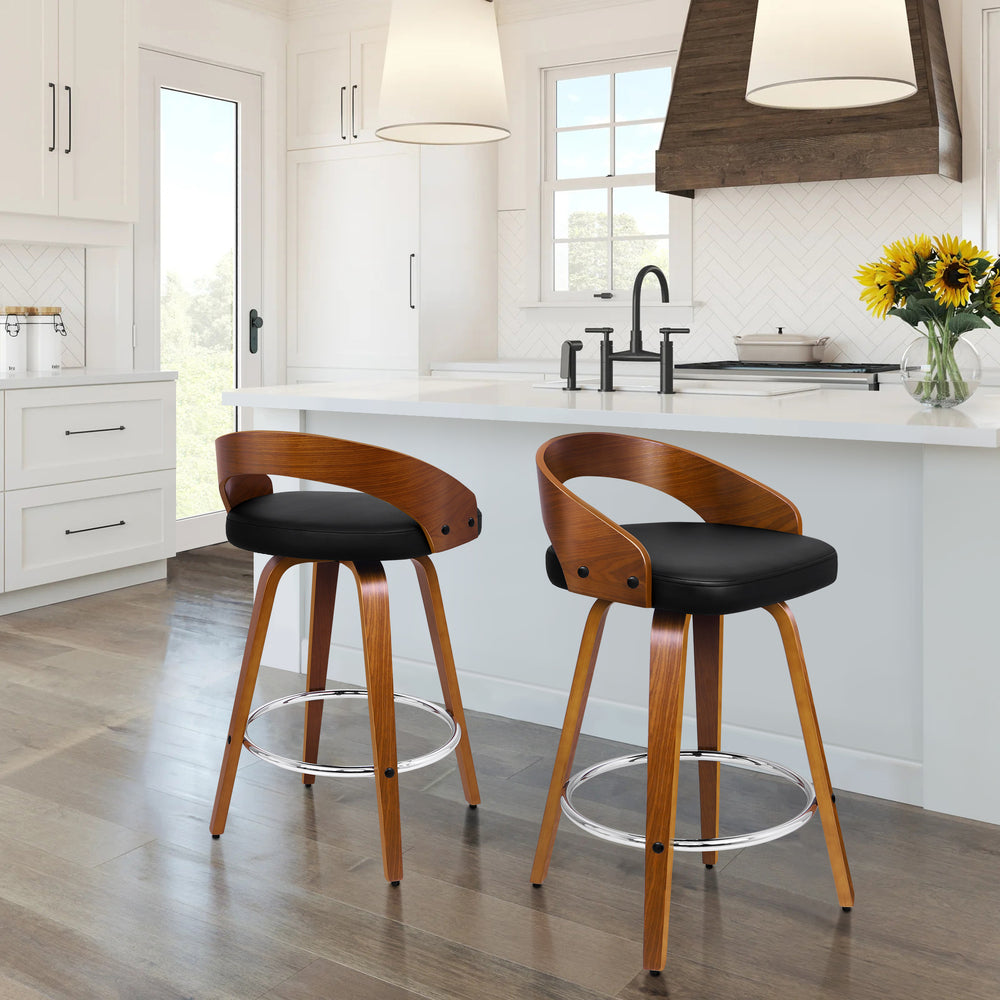 2x ALFORDSON Bar Stools Caden Wide Backrest Black