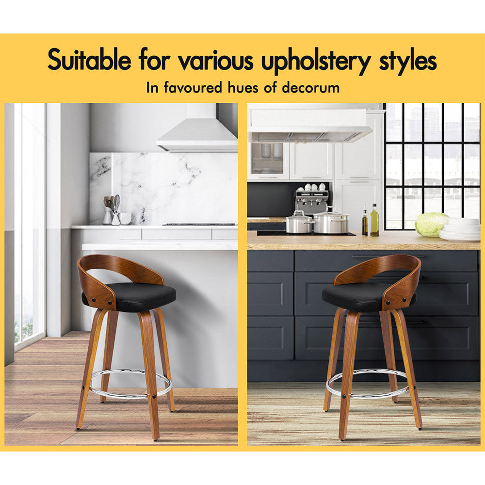 2x ALFORDSON Bar Stools Caden Wide Backrest Black