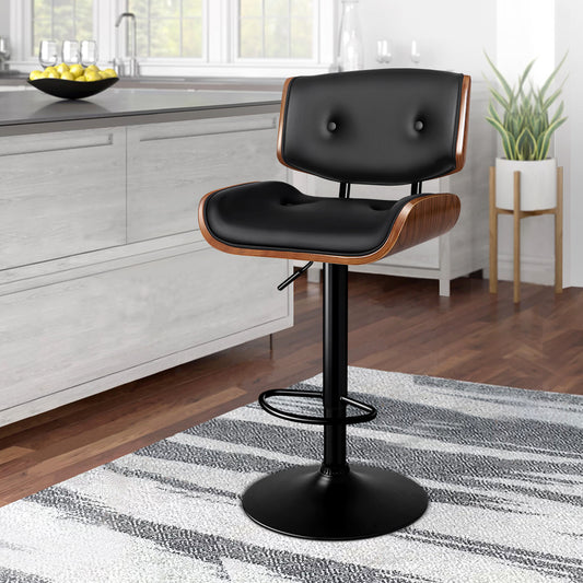 ALFORDSON 1x Bar Stool Kitchen Swivel Chair Wooden Leather Gas Lift Odette