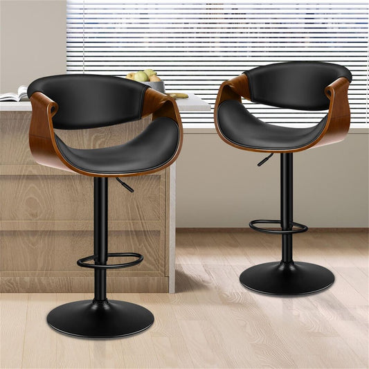 2x ALFORDSON Bar Stool Swivel Chair Black