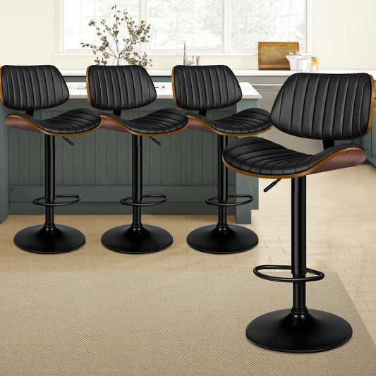 4x ALFORDSON Bar Stools Upholstered Backrest Black