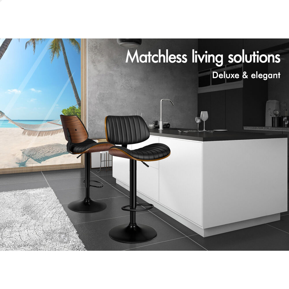 ALFORDSON Bar Stool Upholstered Backrest Black