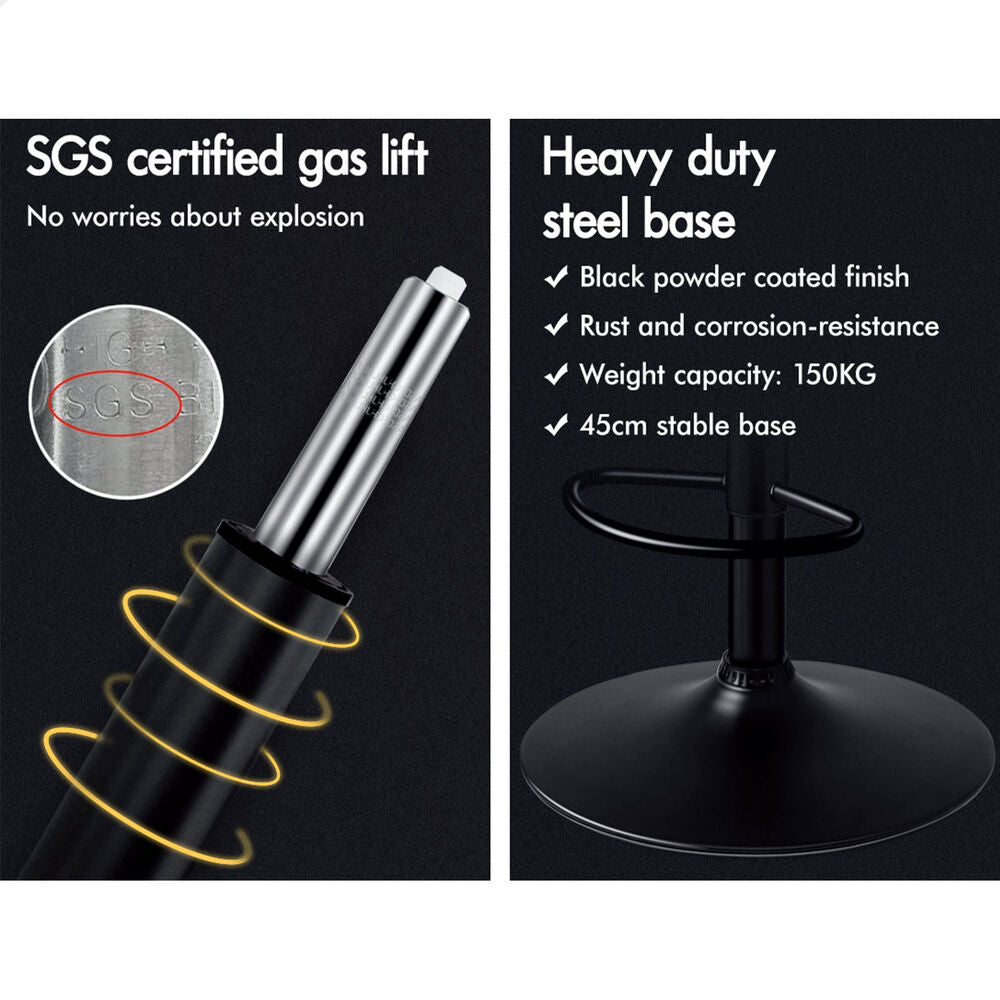 ALFORDSON Bar Stool Upholstered Backrest Black