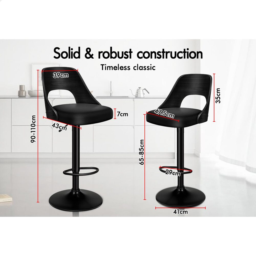 ALFORDSON Bar Stool Wooden Leather All Black