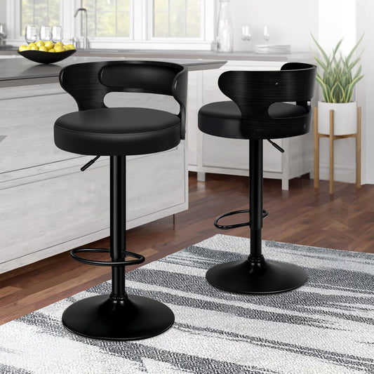 2x ALFORDSON Bar Stools Swivel Chair All Black