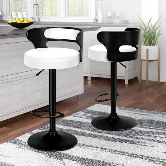 2x ALFORDSON Bar Stools Swivel Chair Black White