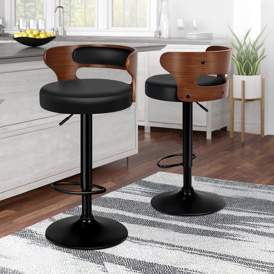 2x ALFORDSON Bar Stools Swivel Chair Black