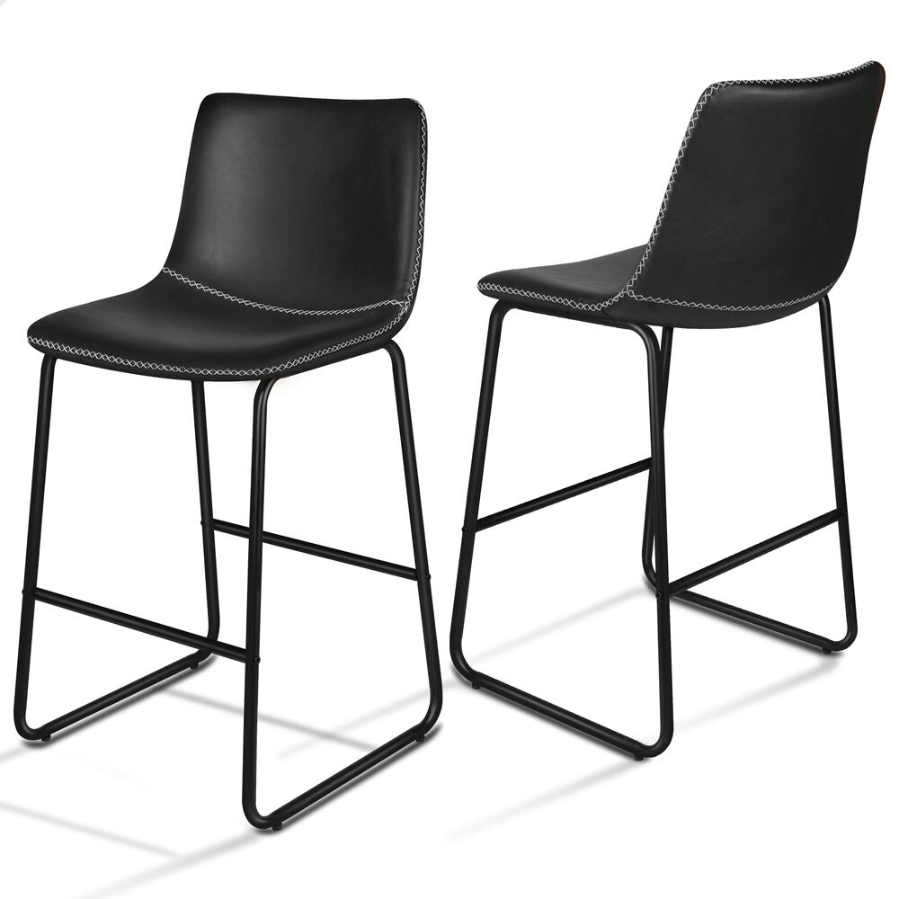 ALFORDSON 2x Bar Stools 66cm Kitchen Counter Metal Vintage Dining Chairs Black