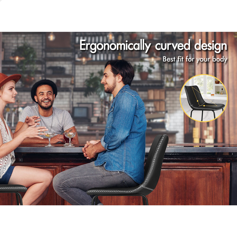 ALFORDSON 4x Bar Stools 66cm Kitchen Counter Metal Vintage Dining Chairs Black